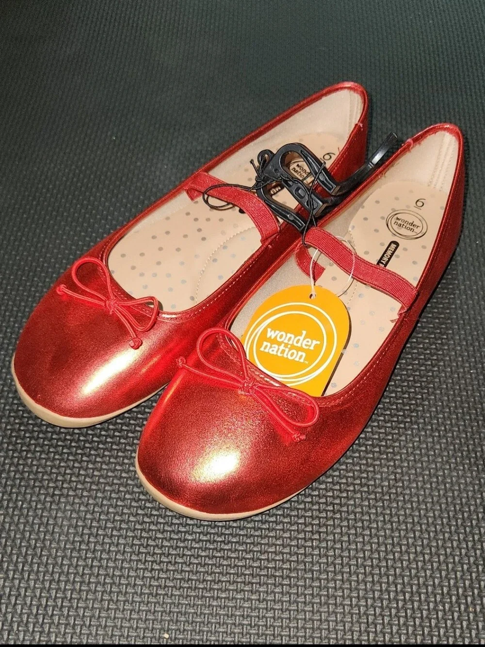 Red Metallic Mary Jane Ballet Flats By Wonder Nation